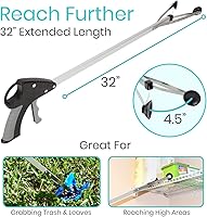 Vista 7 de Vive Alcanzador de ventosa de 32 pulgadas (paquete de 2) – Herramienta de recogida de alcance para ancianos resistente para personas mayores