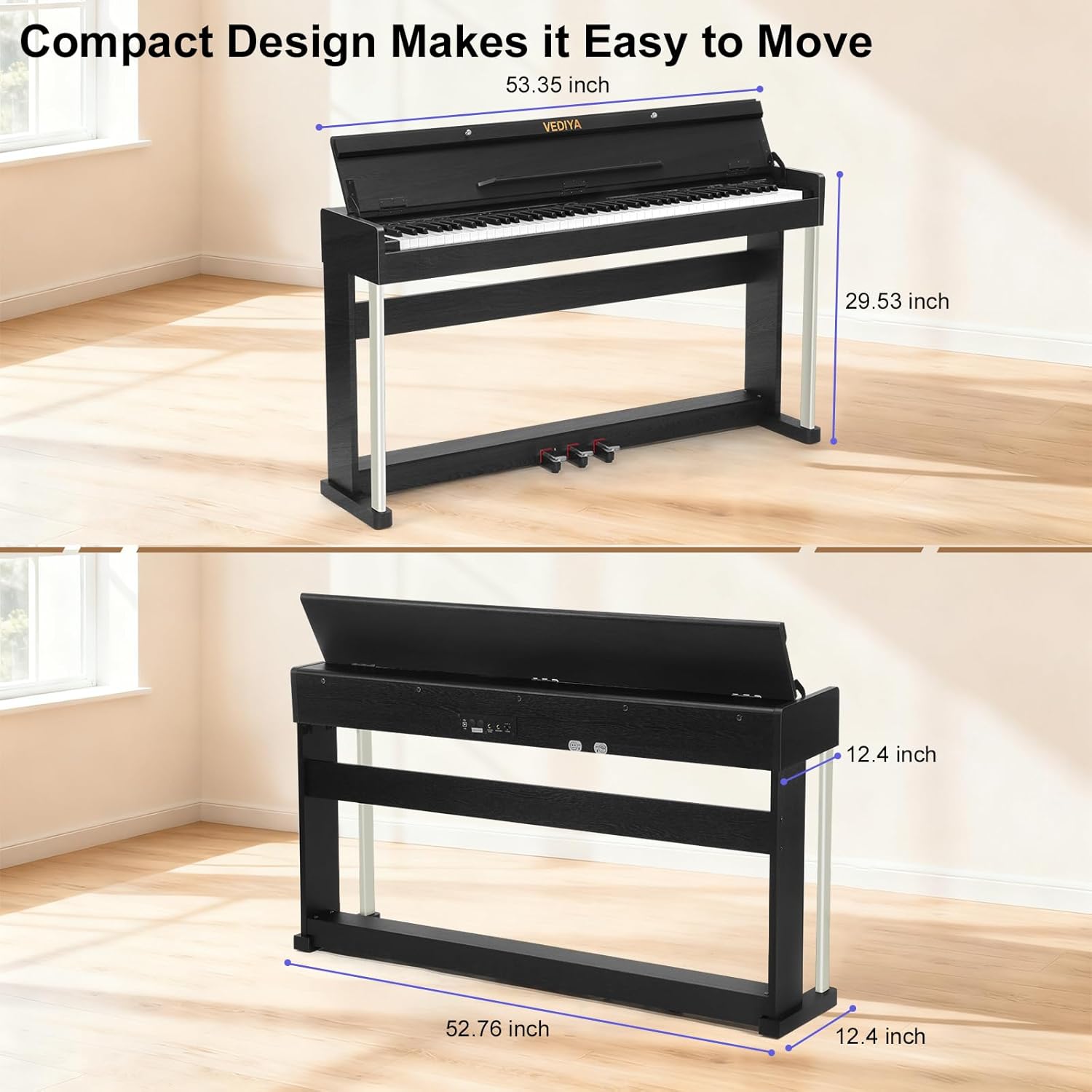 88 Key Weighted Digital Piano Keyboard - Wood Piano Desk to Vanity, Hammer Action Electric Piano with MIDI, Ideal Home Digital Pianos & Keyboard Piano for Beginners (Black)