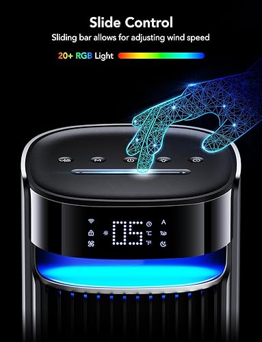 Miniatura 8 de GoveeLife Ventilador de torre de 42 pulgadas para dormitorio, ventiladores de piso inteligentes con oscilación ajustable de 150, aplicación y