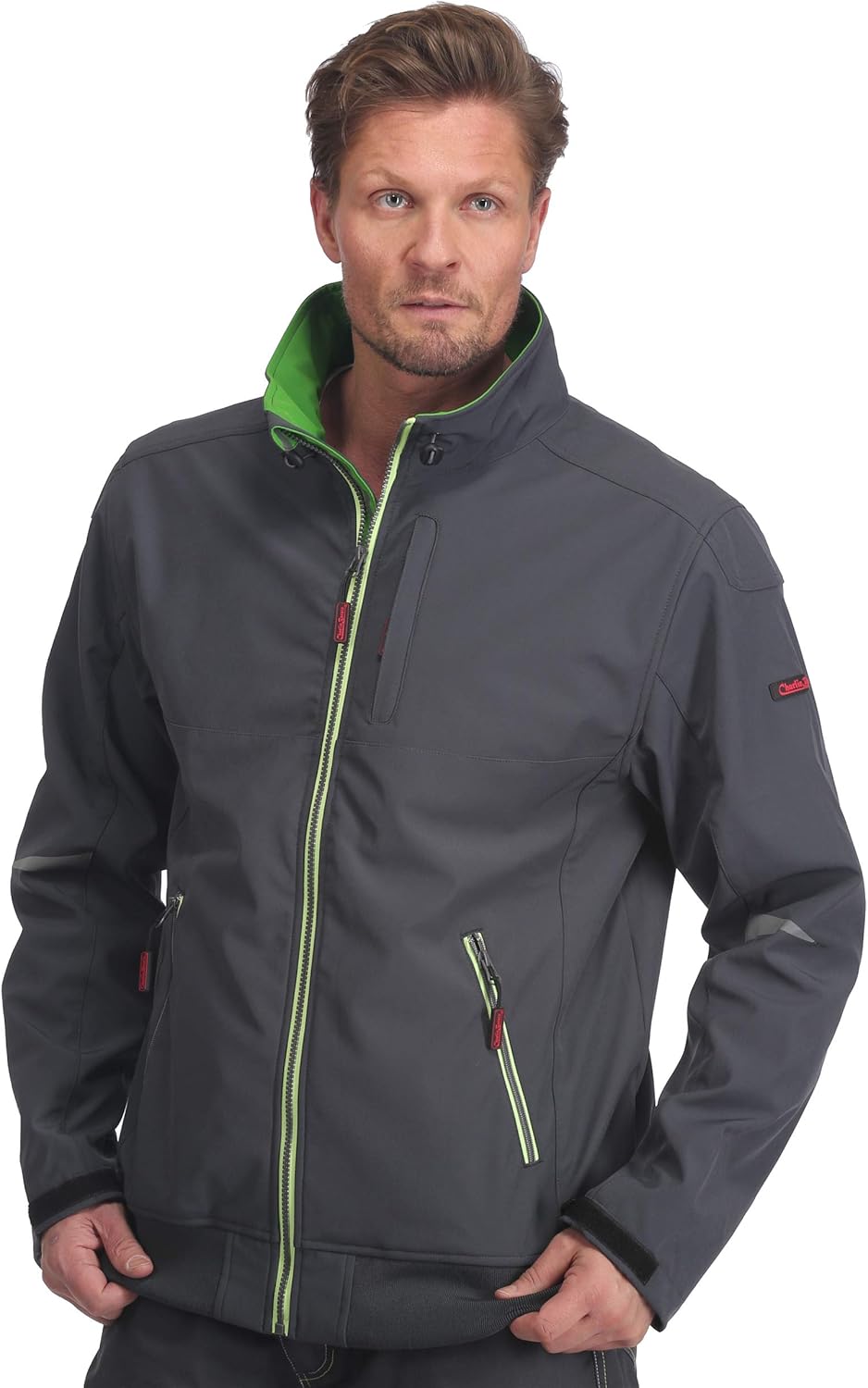 Charlie Barato Men's Softshell Work Jacket Grey / Green M grey/green