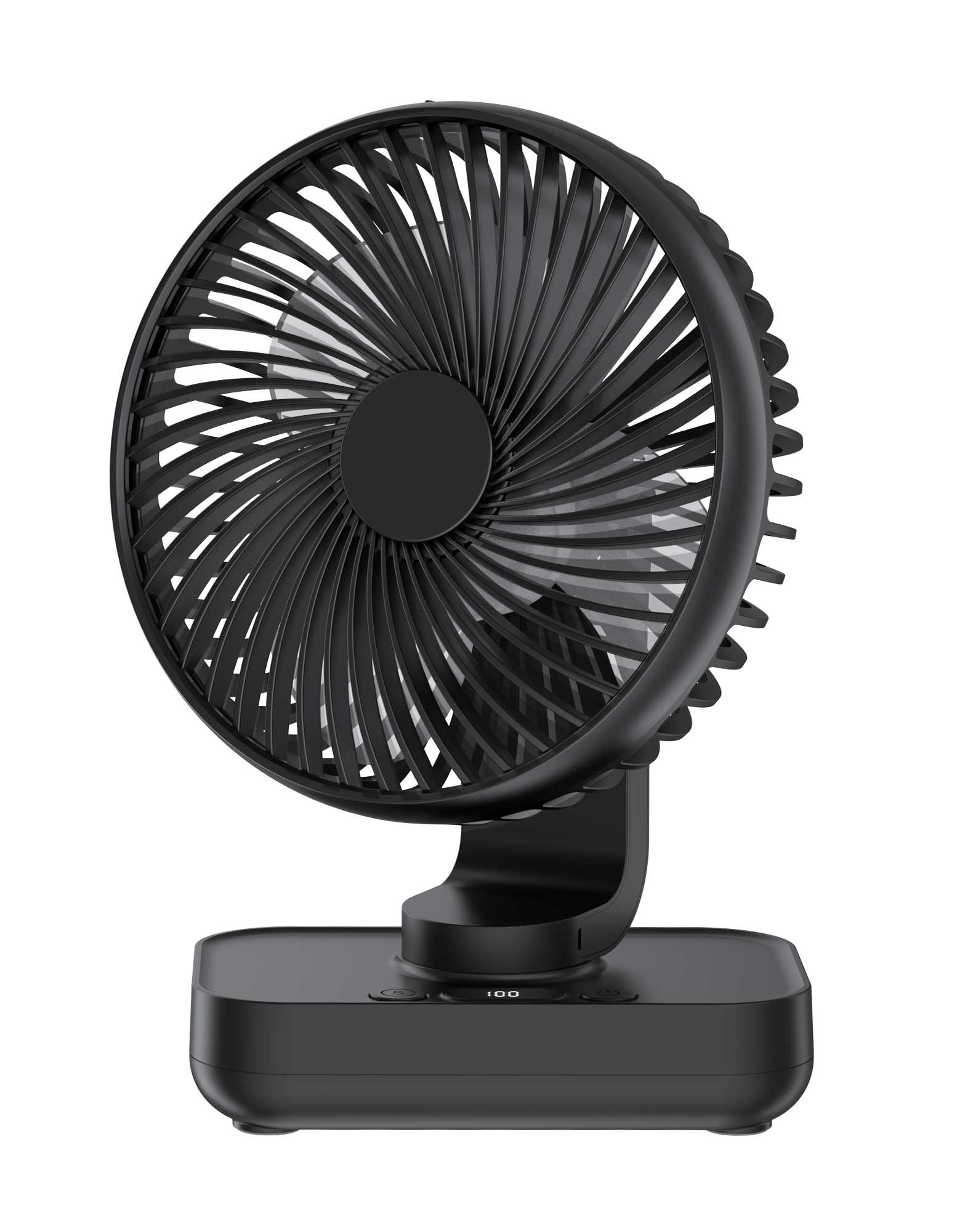 Ventilatore da tavolo silenzioso e automatico, oscillante, batteria da 4000 mAh, USB, piccolo, portatile, 4 velocità, display digitale a LED, per scrivania, casa, picnic e ufficio, 12 V,