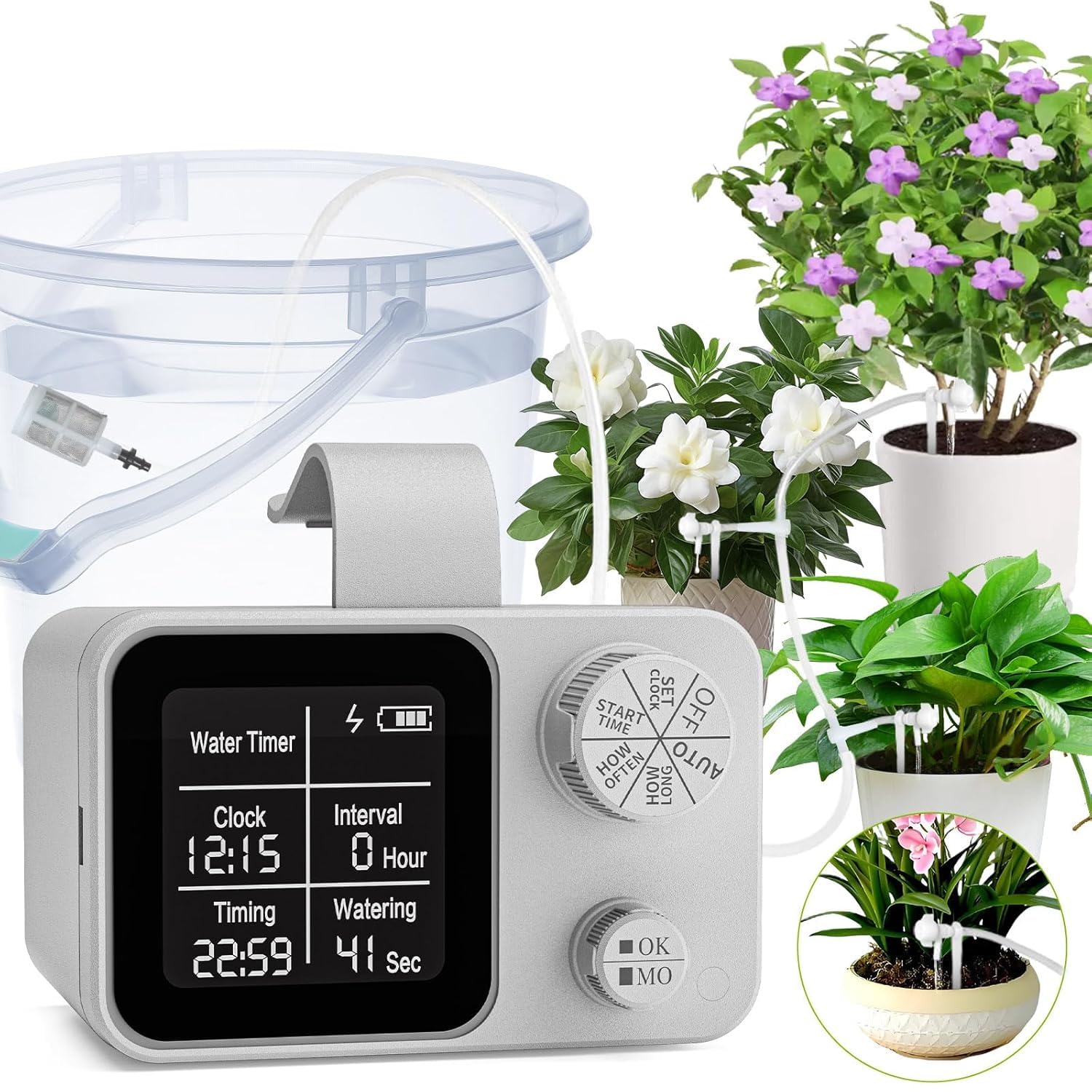Sistema automatico di irrigazione per piante da interno, sistema di irrigazione a goccia, kit per interni ed esterni, gocciolatori regolabili, 15 piante