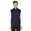 Badoliya & Sons Men's Cotton and Crush Nehru and Modi Jacket (Dark Blue, 48)