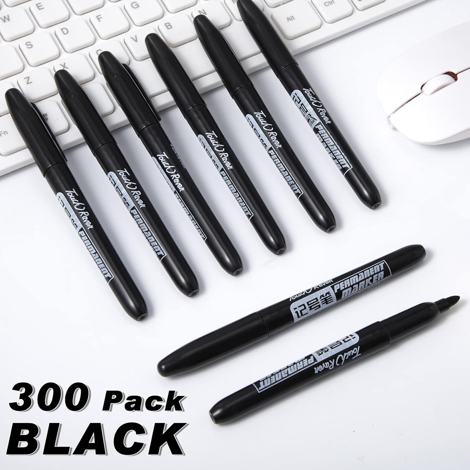 Thenshop 300 Pack Permanent Markers Bulk Back to School Teacher Supplies Gifts Fine Point Waterproof Marker Works on Plastic, Wood, Stone, Metal, Glass for Office Classroom Rewards(Black)