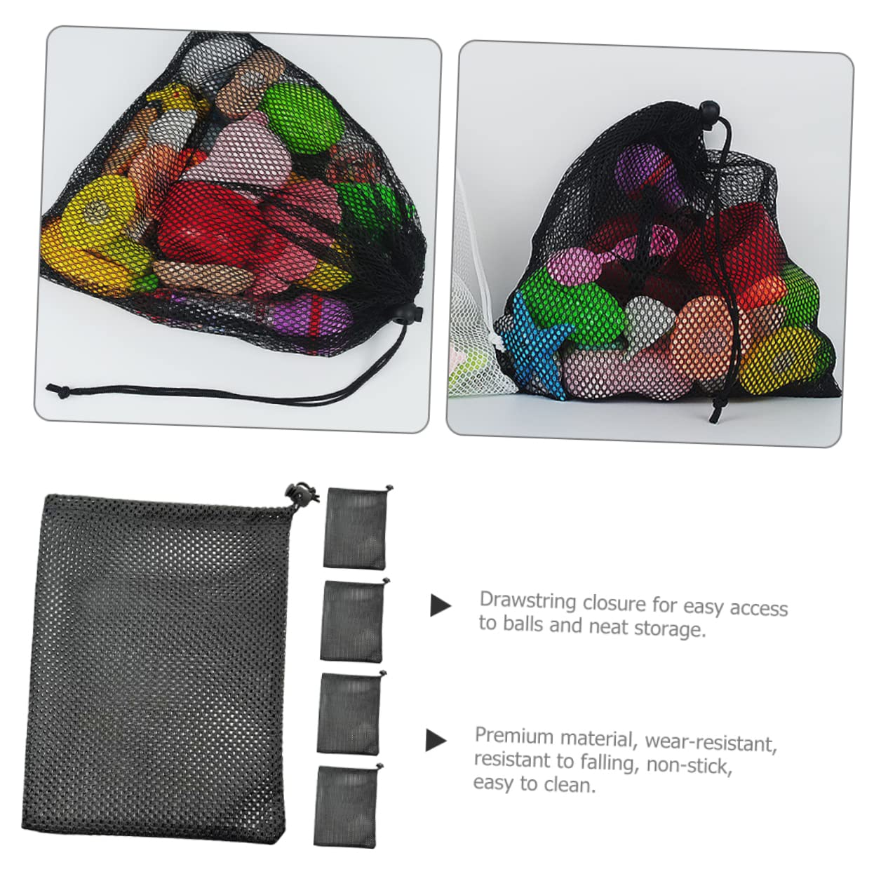 ifundom Borsa A Rete Portaoggetti Corse Netto Stringa Custodia Per Palline Da Golf Di Grandi Dimensioni Borse Per Palline in Rete Maglia Sport Sacchi Nero Poliestere