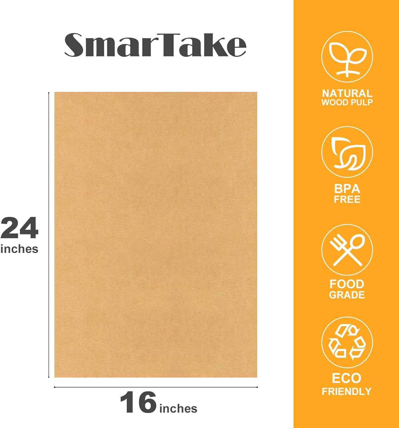 SMARTAKE 16x24 Inches Parchment Paper Baking Sheets, 100 Pcs Non-Stick Precut Baking Parchment, Suitable for Baking Grilling Air Fryer Steaming Bread Cup Cake Cookie and More (Unbleached): Home & Kitchen