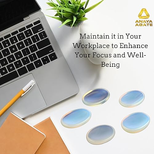 Miniatura 6 de Piedra de pulgar Opalite Worry para aliviar el estrés, meditación y relajación, piedra curativa de cristal pulido para el pulgar para hombres