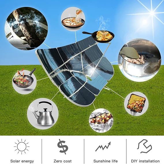 Solar Cooker Stove Kits, 2300W Solar Cooker Outdoor Rectangular Portable Sun Reflective Heaters Solar Powered Stove Oven for Outdoor Hiking Picnic Camping