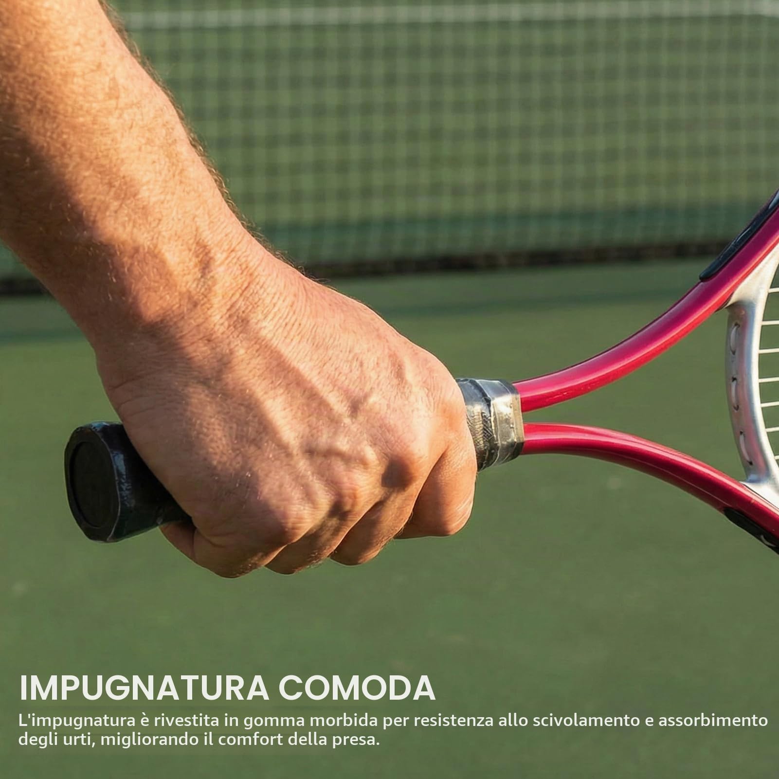 Racchetta da Tennis Professionale, 27 Pollici, Alluminio, Rosso, Strung, Adatta per Allenamento Intermedio Primario