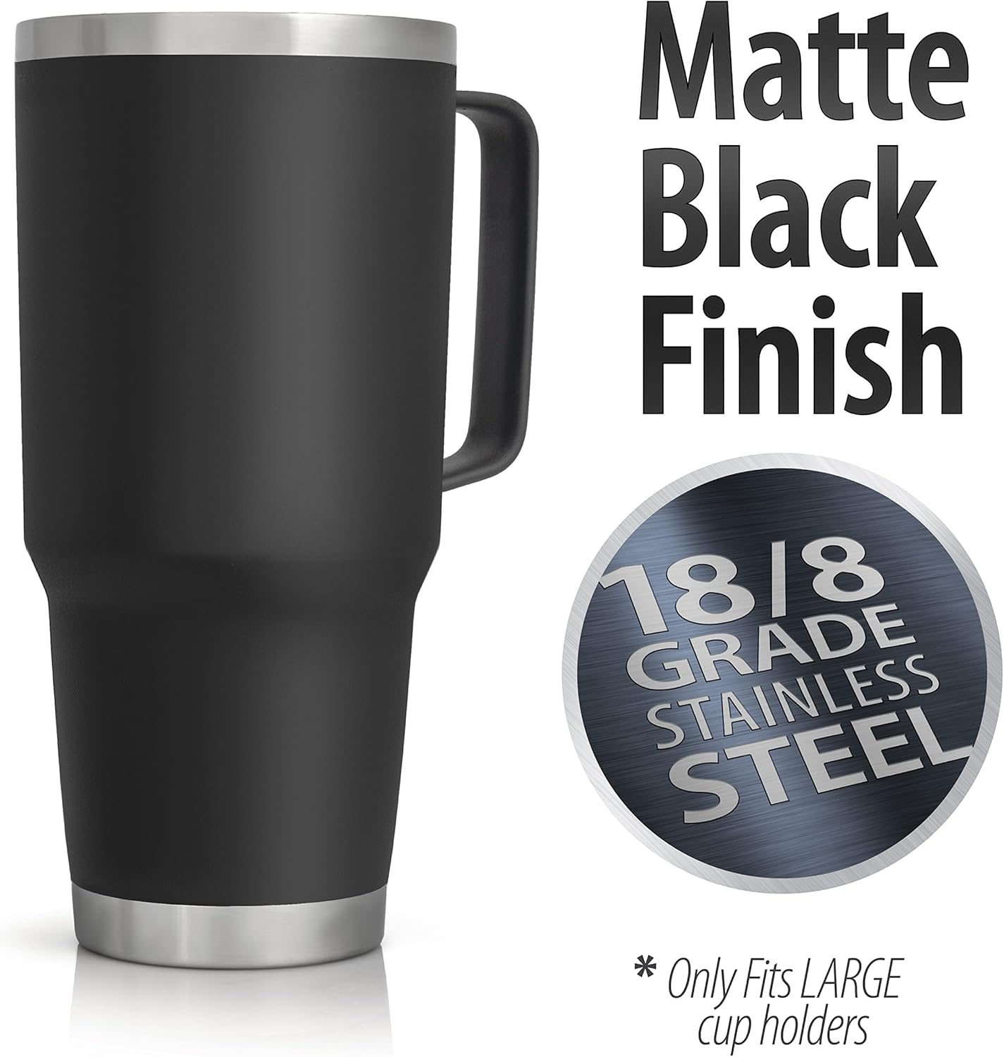 XPAC Double Vacuum Wall Stainless Steel Tumbler with Lid, 44 Ounce, Stainless Steel With Handle and Metal Straw, Black - Image 2