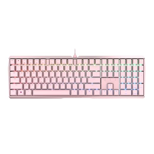 Cherry MX 3.0 S Wired Mechanical Gaming Keyboard. Aluminum Housing Built for Gamers w/MX Red Switches. RGB Backlit Color Display Over 16m Colors. Pink