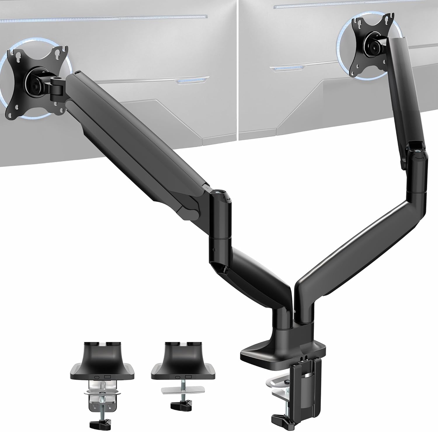 VIVO Premium Aluminum Heavy Duty Dual Monitor Arm for Ultrawide Monitors up to 40 inches and 30 lbs Each, Desk Mount Stand, Pneumatic Height, Max VESA 100x100, Black, STAND-V220Q