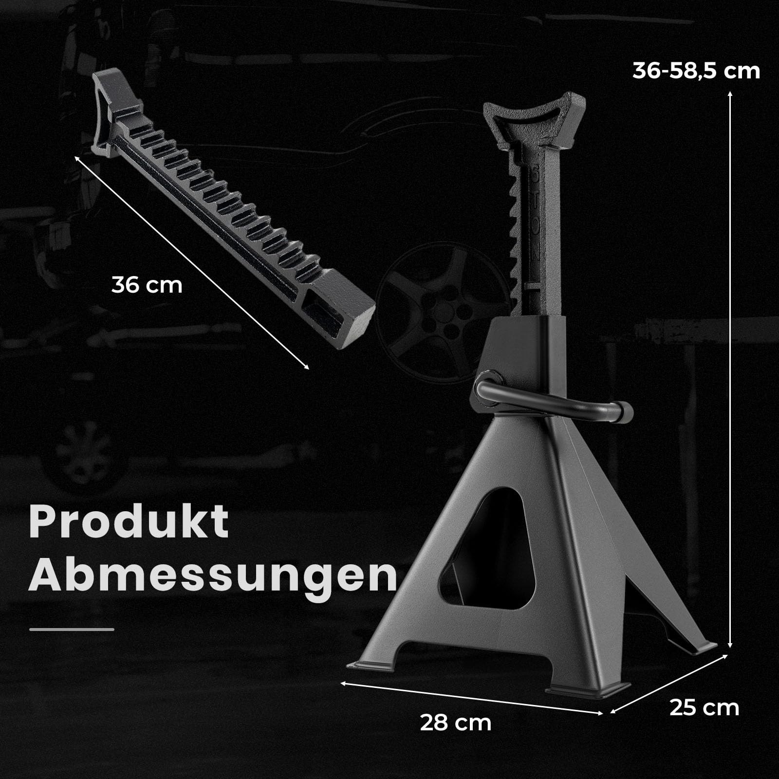 GYMAX Unterstellbock 5896 kg, 2 Stück Stützböcke, 14 stufige höhenverstellbar 36-58,5 cm, Wagenheber Ständer mit sicherer Verriegelung, 2er-Set Wagenbock für Werkstätten & Hobbybastler