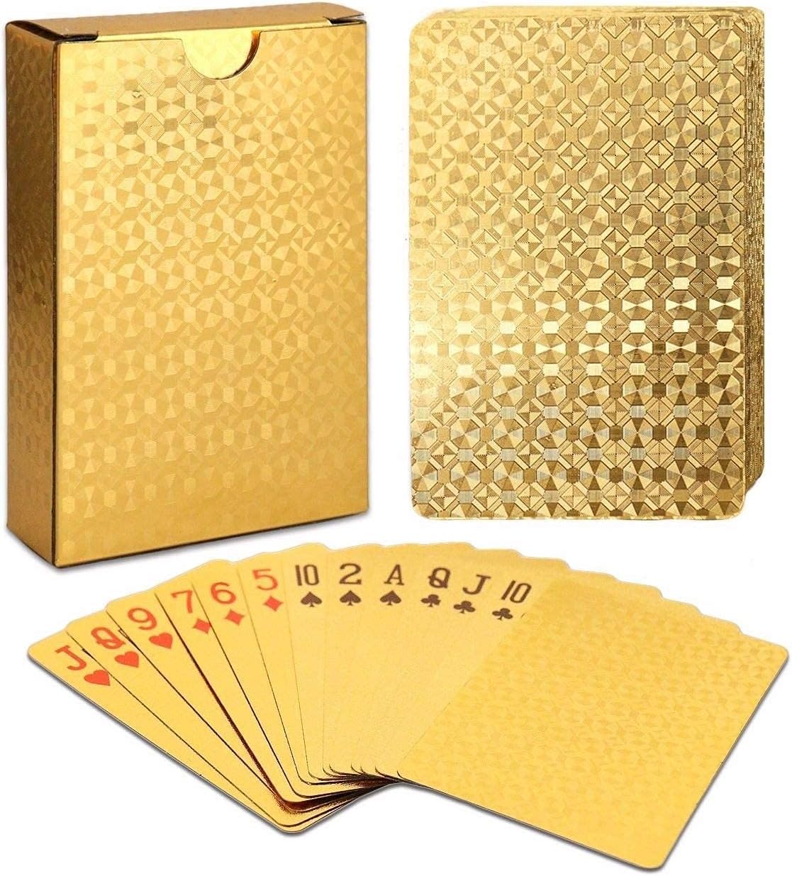 EAY New Luxury Waterproof 24K Gold Diamond Foil Playing Cards - Plastic Poker Deck