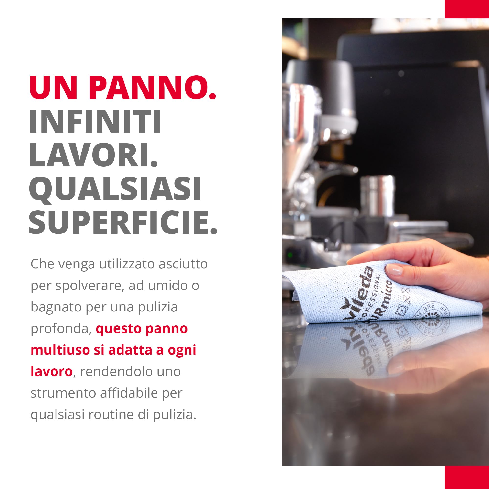 Vileda Professional, Panno PurMicro Active, Multicolore, 4u, Microfibra alte prestazioni, Rivestimento PUR, Antimacchia superfici lisce, Vetro e Inox, Alta assorbenza, Durevole, 38x35cm