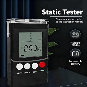 Electrostatic Field Meter, Handheld Electrostatic Tester, Measuring Range 0~士1.5KV/1~±22KV, 0~±220V Ion Balance Tester, Accuracy <3uA, With Digital Display, for Textile/Fiber/Paper