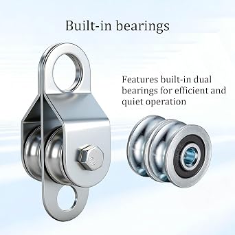 Double Snatch Block and Tackle Pulley System 32 Ft x 1/4'' Rope and Hook,Cable Pulley for Garage,Attic,Kayak,Bicycle, 150LB Lifting