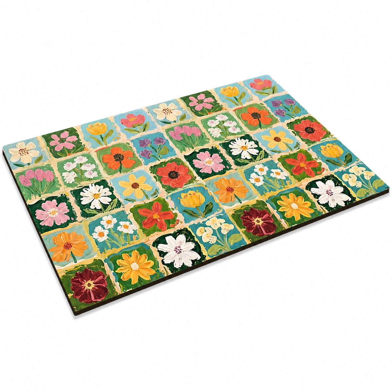 Tappetino da Bagno in atomacea, Fiori B, 80x120cm | Superficie assorbente, Tappetino Bagno Composito, Davanti al lavabo, Per cerca praticità