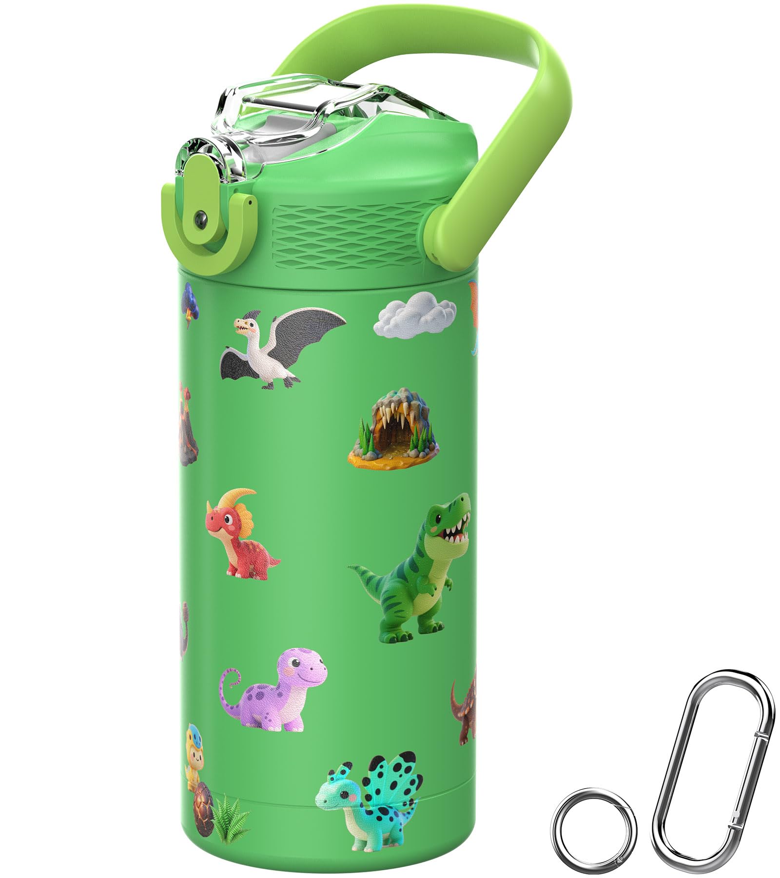 MYFOREST 400ml/14oz Insulated Kids Water Bottle, Odor-Free Surgical Grade Liner, Dishwasher-Safe, Name Spot