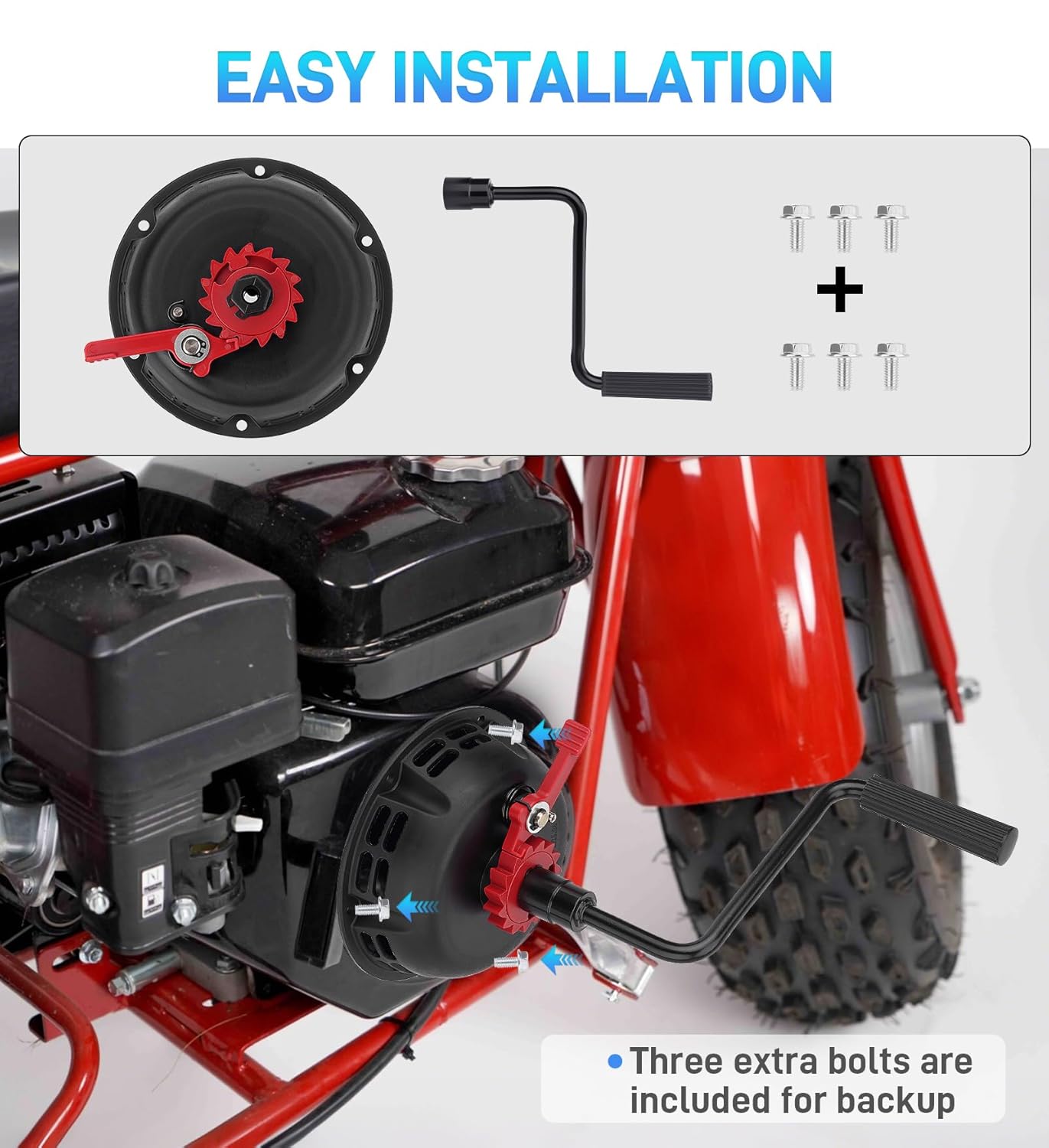 Easy Quick Fast Pull Start Recoil Starter Assembly Compatible with Predator 212，Coleman CT200U B200R 200cc Mini Bike and KT196 Go Kart，Crank Handle Start for Honda 6.5HP GX160 196 Hisun Engine-P