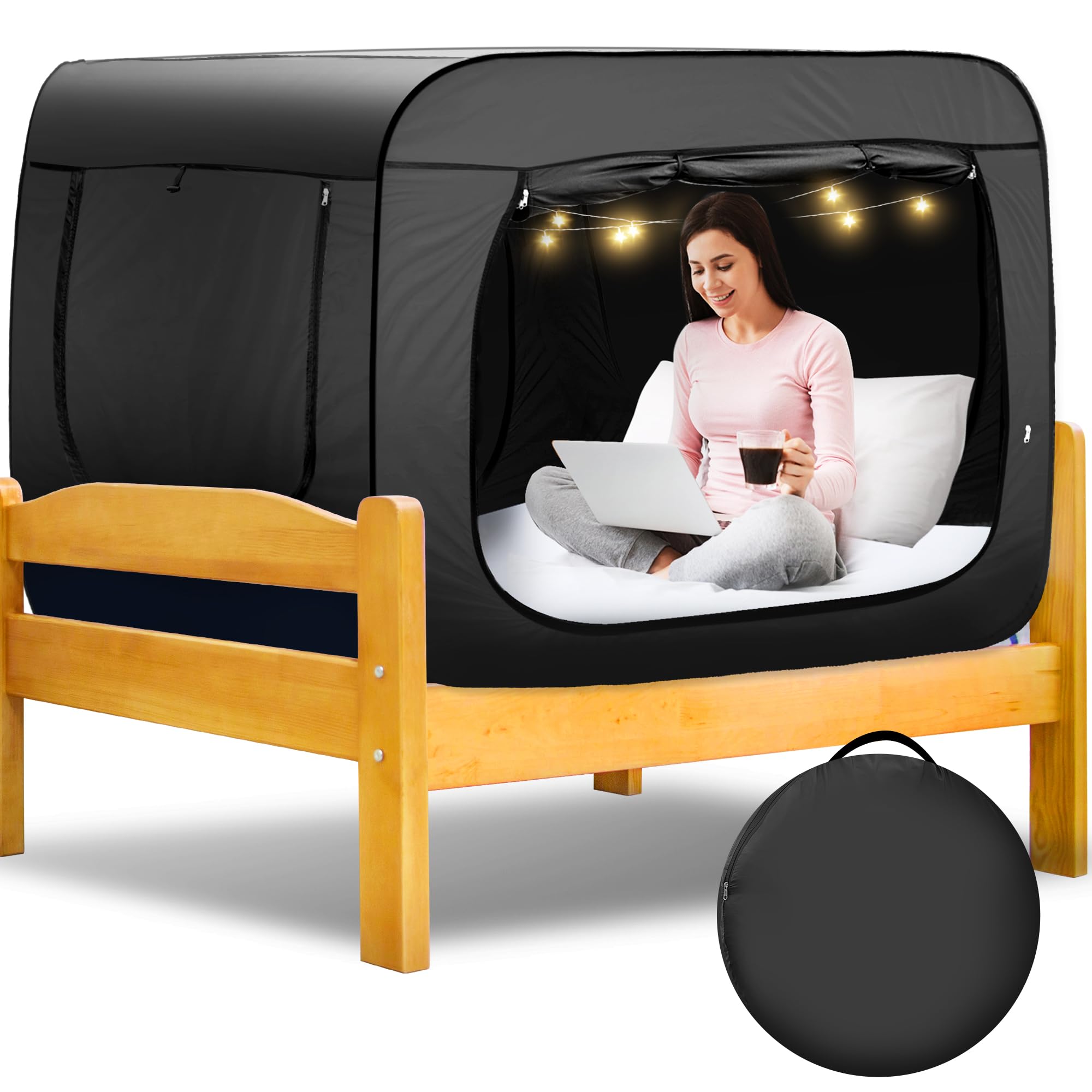 Pop Up Bed Tent for Twin Size Bed with Mesh Window,