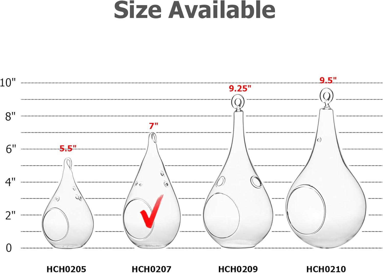 WGV Glass Hanging Plant Terrarium Bulk, Width 3.5", Height 7", Teardrop DIY Air Succulent Planter Clear Tea Light Votive Candle Holder, Wedding Event Office Home Outdoor Decor, 6 Pieces