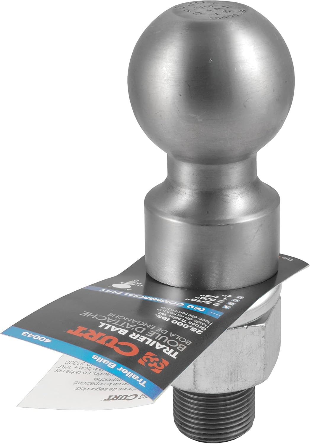 CURT 40086 Raw Steel Trailer Hitch Ball, 25,000 lbs, 2-5/16-Inch Diameter, 1-1/4 x 2-5/8-Inch Shank