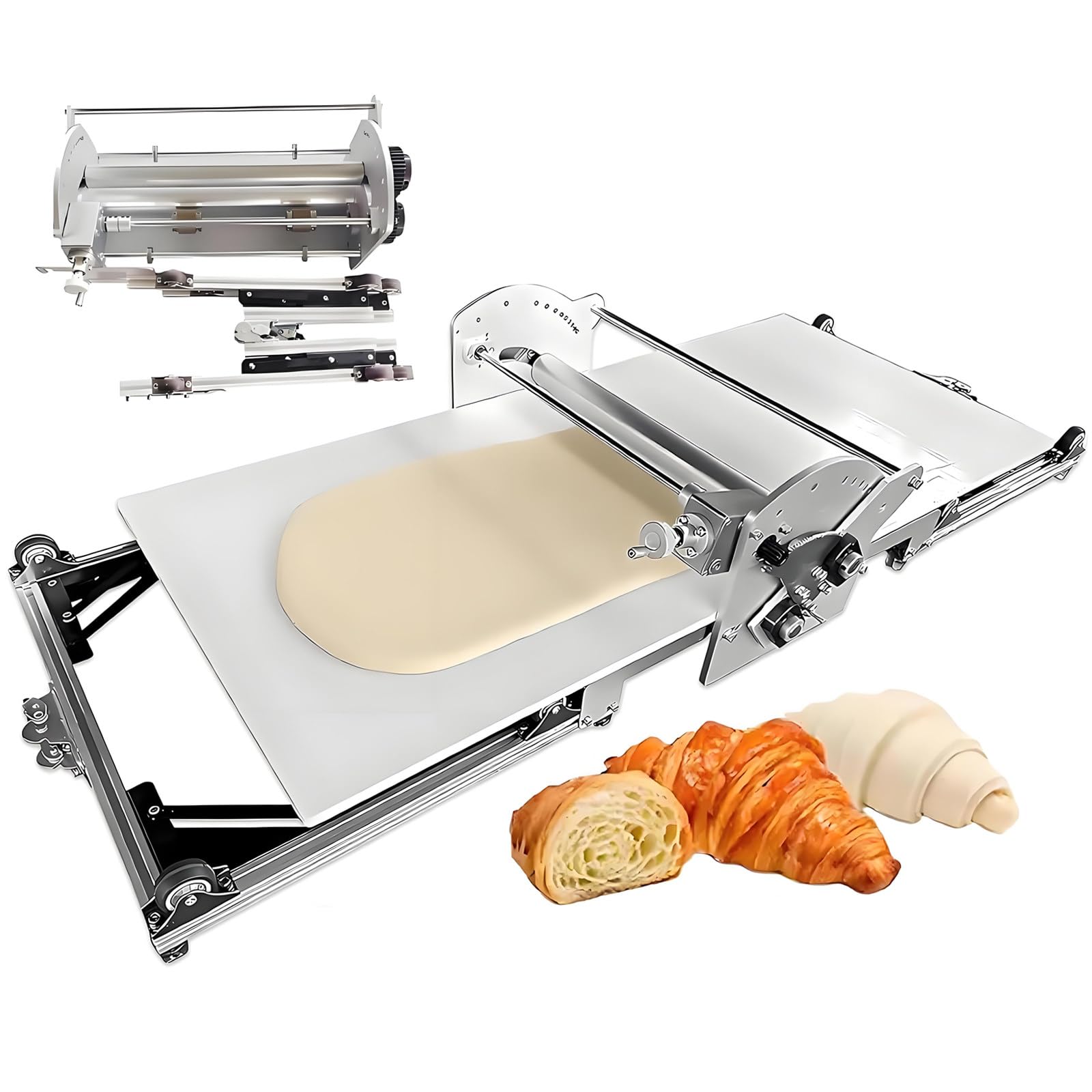 Macchina per Pasta Sfoglia Pieghevole, Controllo di Precisione dello Spessore da 2 A 30 Mm, Sfogliatrice Automatica per Pasticceri, per Strati di Pasta Sfoglia Delicati