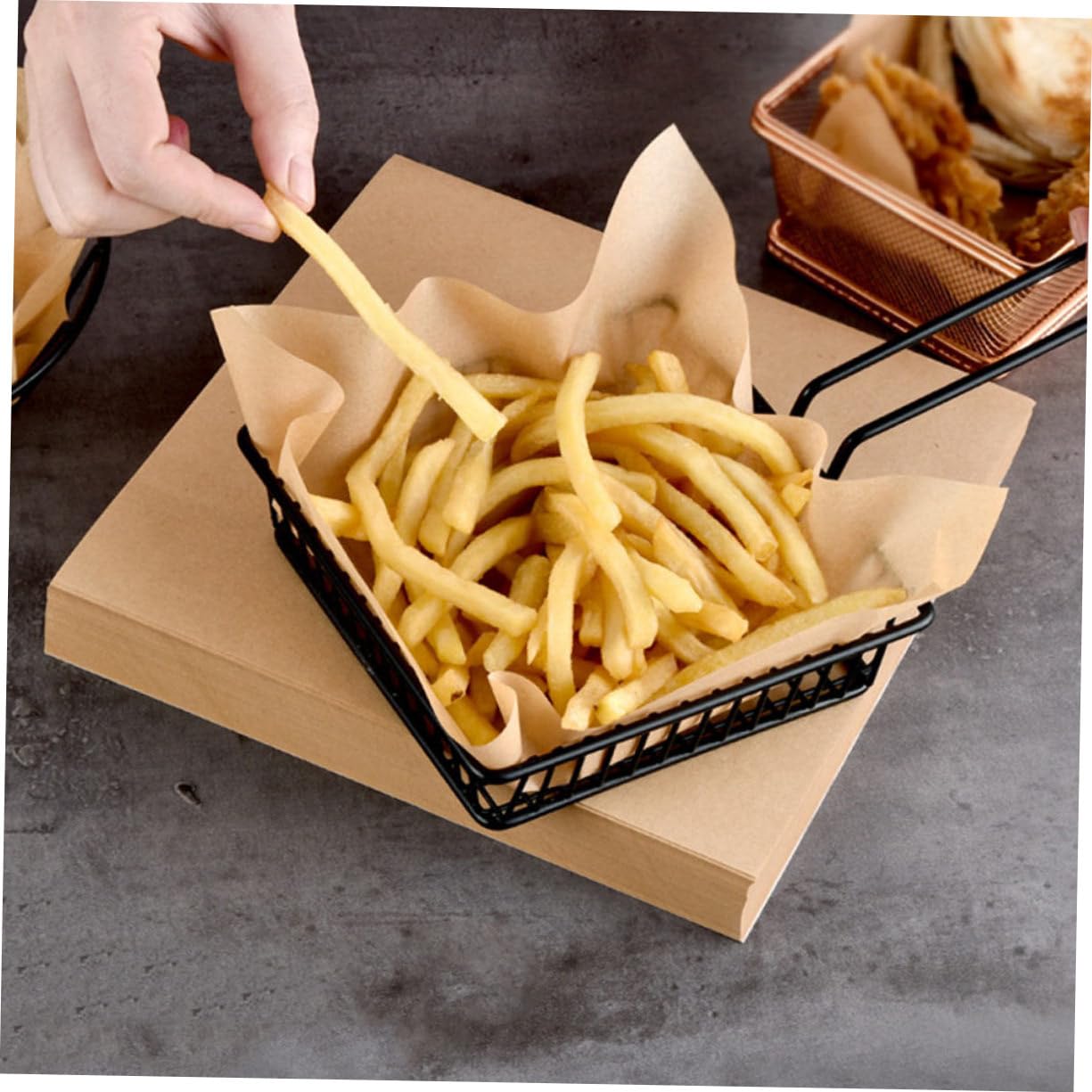 Ipetboom Carta da Forno Kraft Color Kaki, 500 Fogli Antiolio per Fritti, Assorbente Olio, Leggera e Facile da Conservare, per Snack e Cucina Casalinga