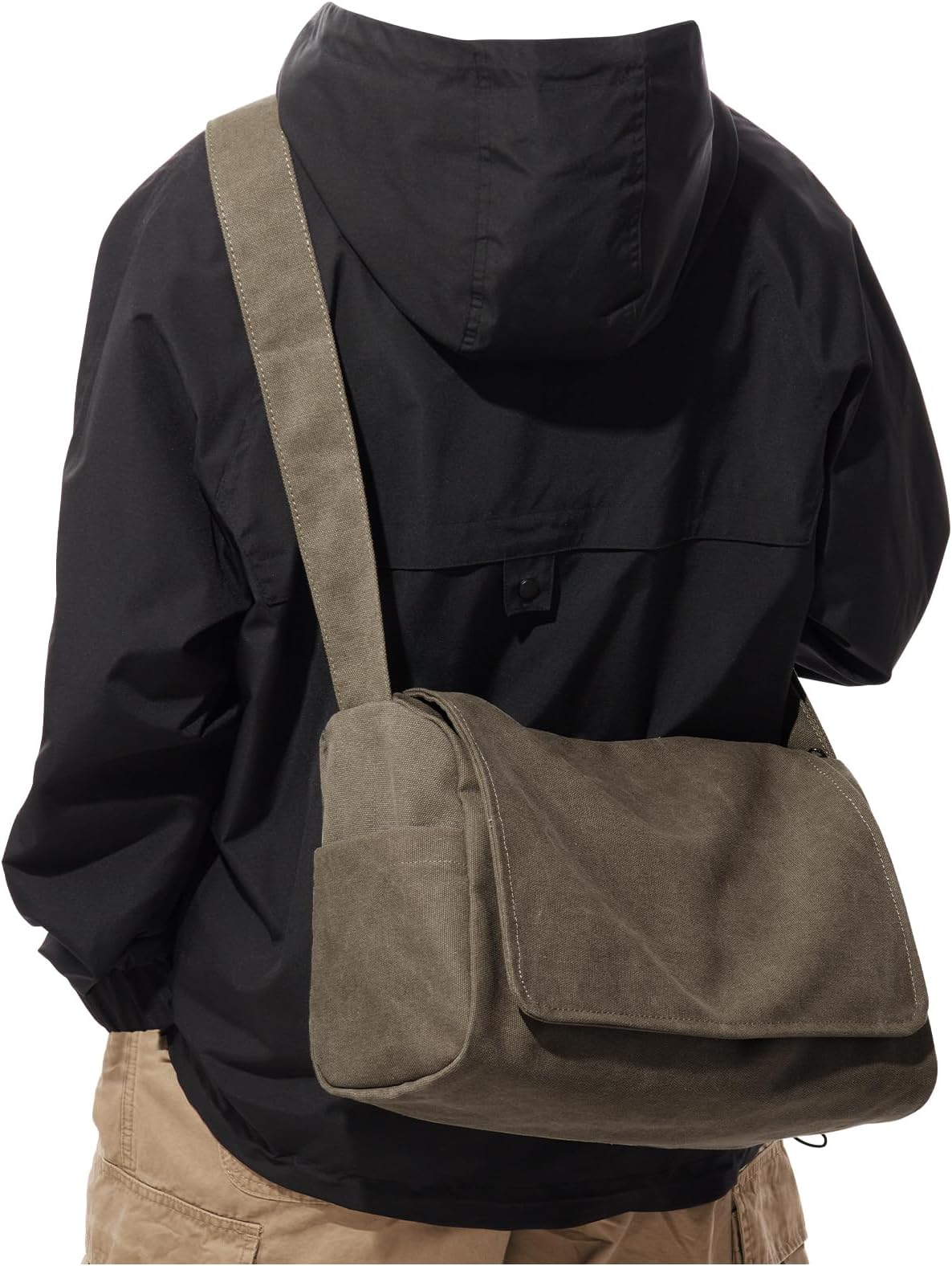 Men's Canvas Shoulder Bag, Vintage Canvas Messenger Bag, Laptop Bag, 15.6 Inch