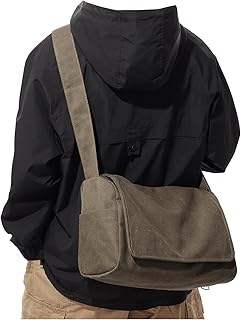 Messenger Bag for Men, Crossbody Bag Aesthetic, Water Resistant Unisex Classic Canvas Shoulder Bag