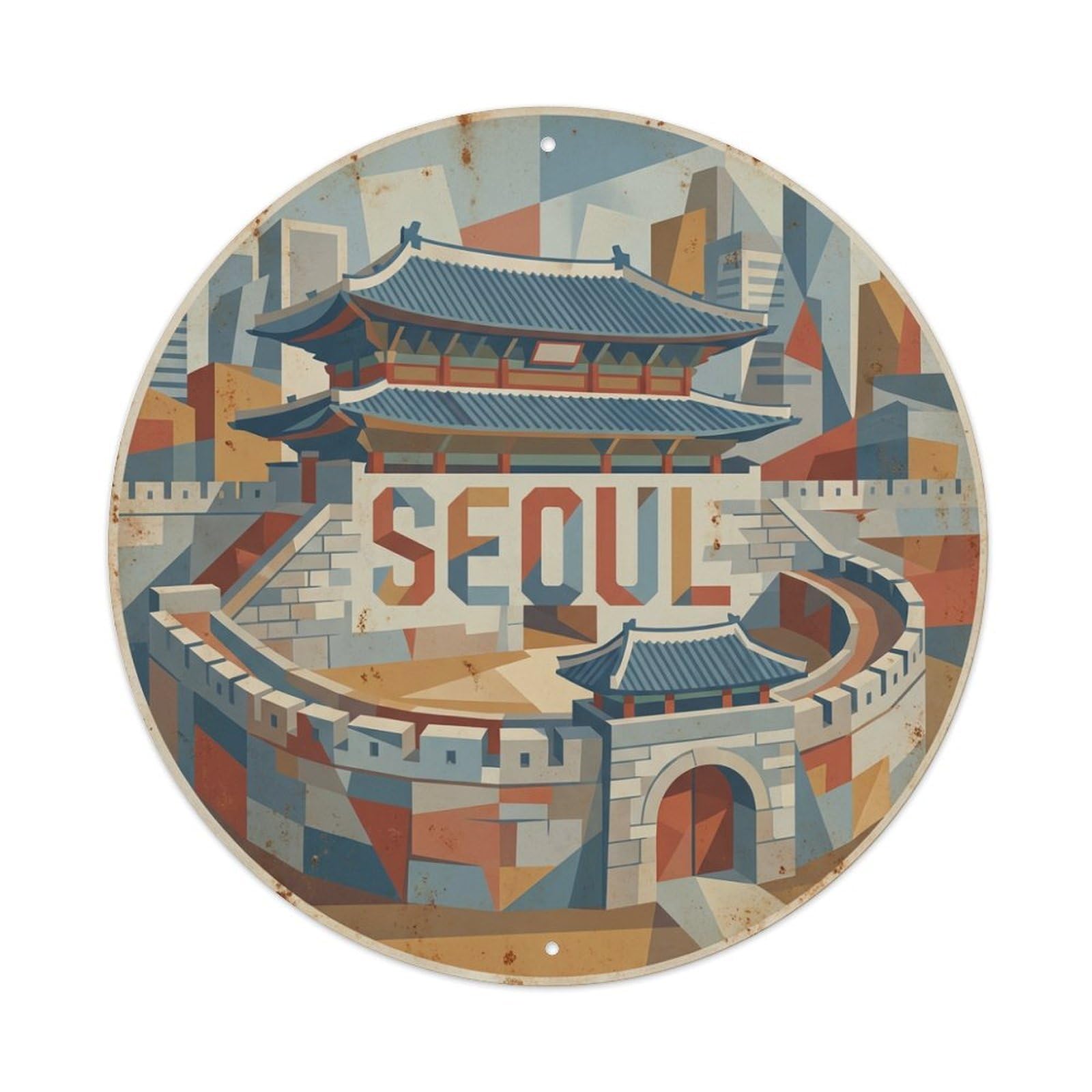 Vintage Travel Seoul Korea Gateway Metal Tin Sign