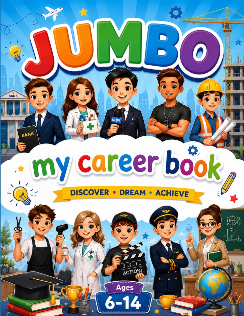 JUMBO My Career Book: A Fun Coloring Book with 60 Amazing Careers & 38 Learning Activities for Kids Ages 6–14 | Discover Jobs, Build Vocabulary, and Explore Future Dreams