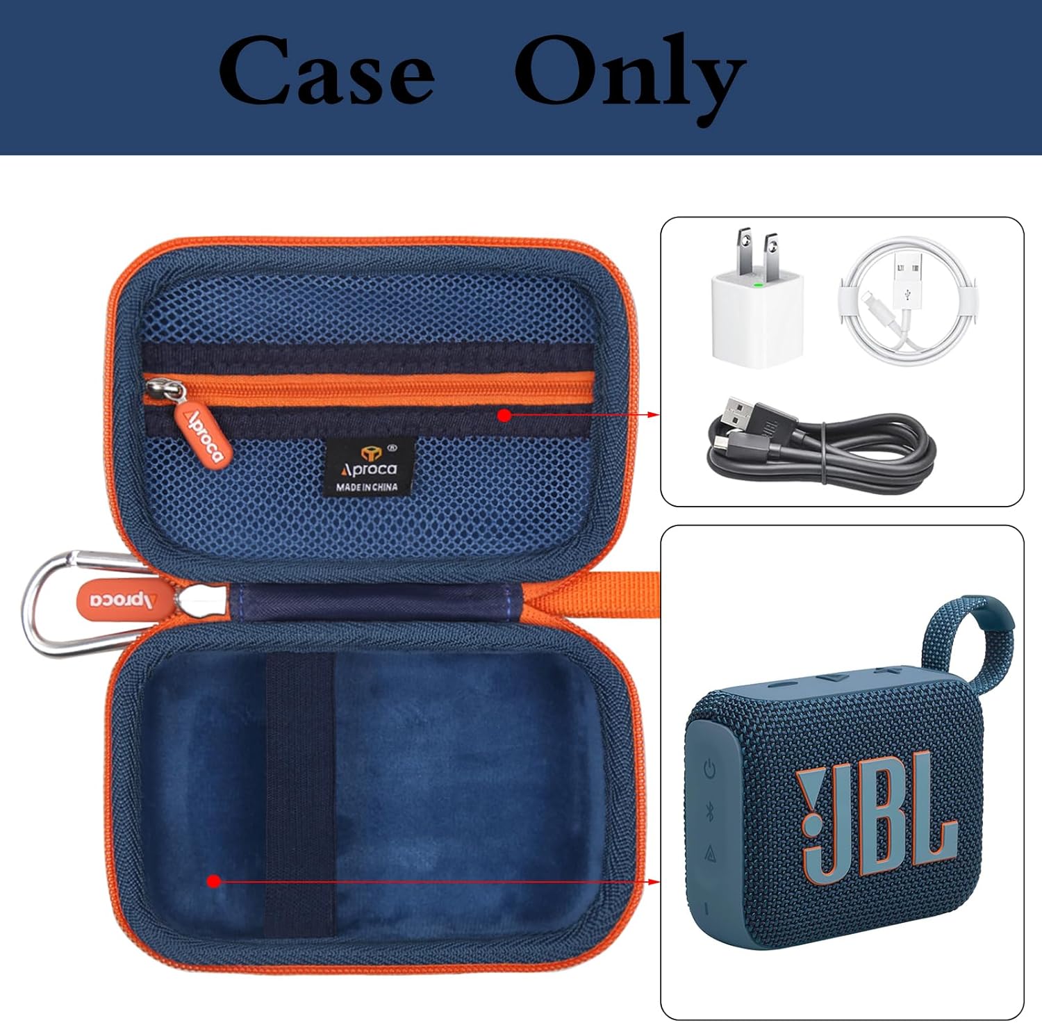Aproca Case Compatible with JBL Go 4 / Go 3 Ultra-Portable Waterproof Dustproof Bluetooth Speaker, Portable Storage Bag for Accessories -Blue (Case Only) - Image 2