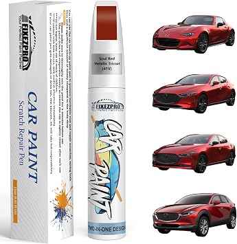 41V Soul Red Metallic Tricoat Touch Up Paint for Mazda, Exact Color Match Car Paint Scratch Repair Remover Pen Kit Quick & Easy Fix Vehicle Chips and Automotive Nicks Scuff