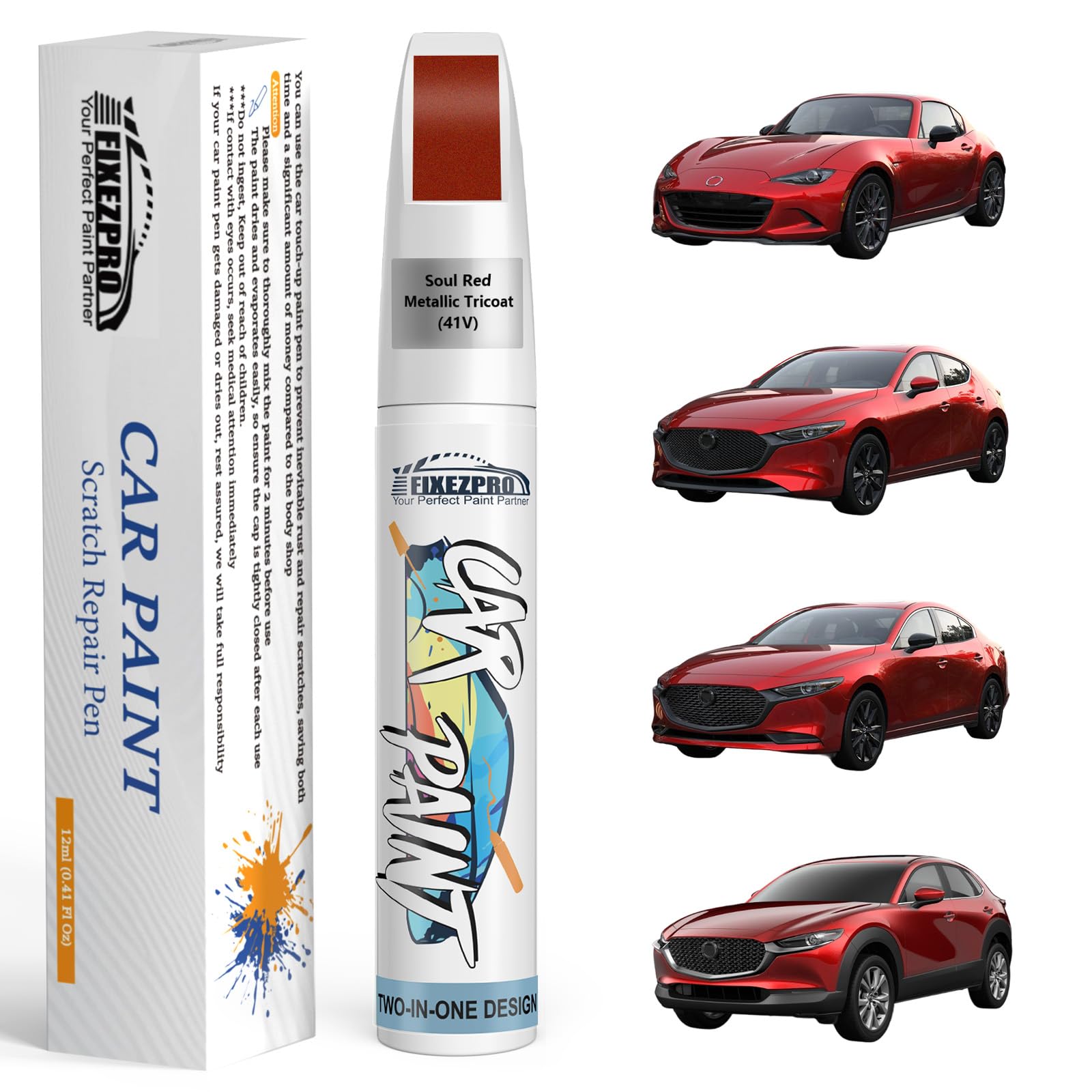 Amazon.com: FIXEZPRO 41V Soul Red Metallic Tricoat Touch Up Paint