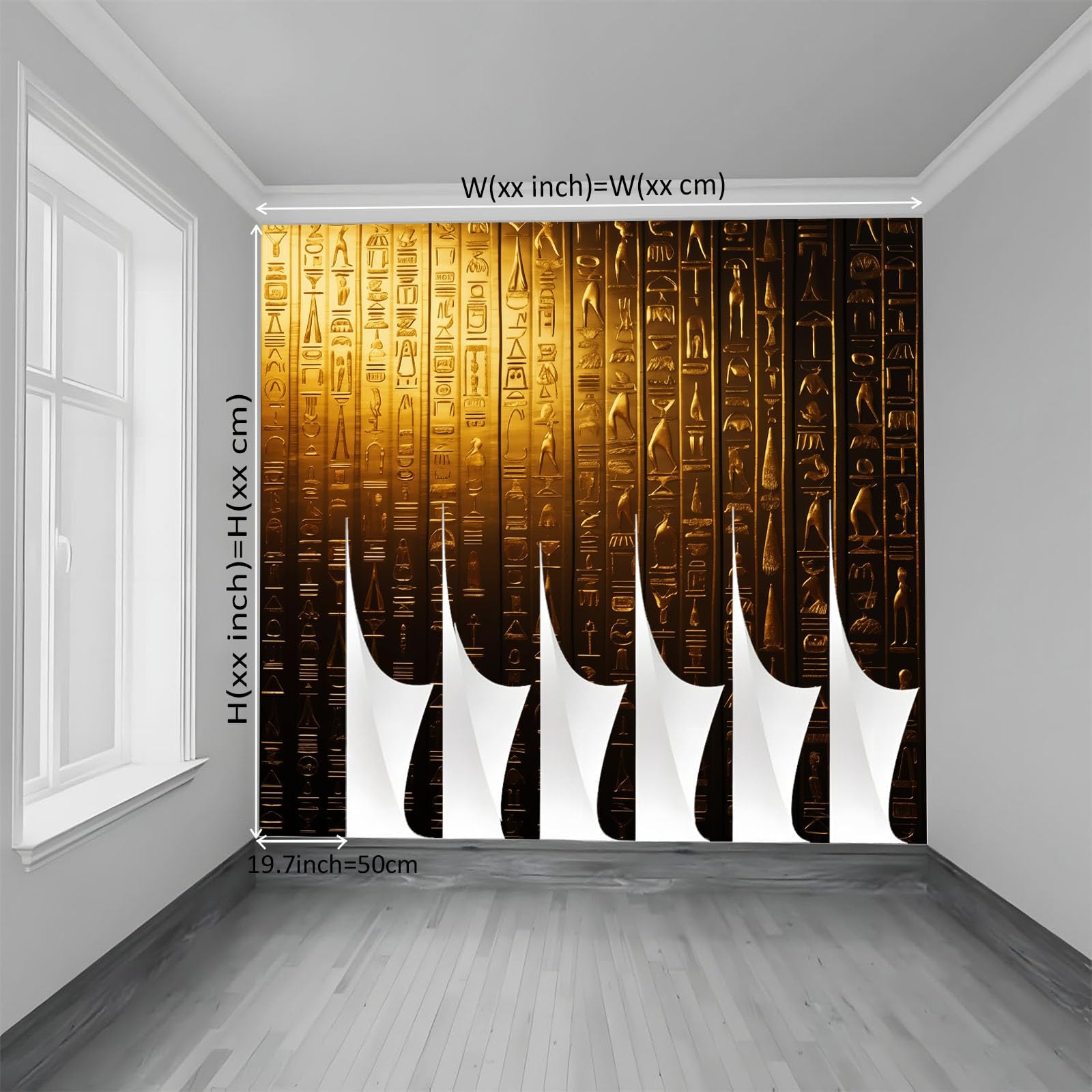 Générique Panoramiczna tapeta 200 x 140 cm hieroglify retro włóknina XXL fototapeta dekoracja ścienna gobelin salon sypialnia - tapeta Trompe l'eil efekt 3D, żółta