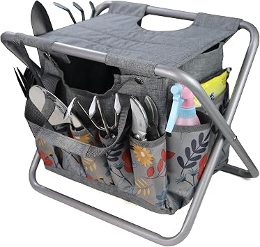 MDSTOP Folding Gardening Stool with Detachable Storage Tote Bag, Gardening Tools Set Organizer for Fishing Outdoor Sports Hiking Camping Garden, Gardening Gifts for Mom/Dad, Without Tools