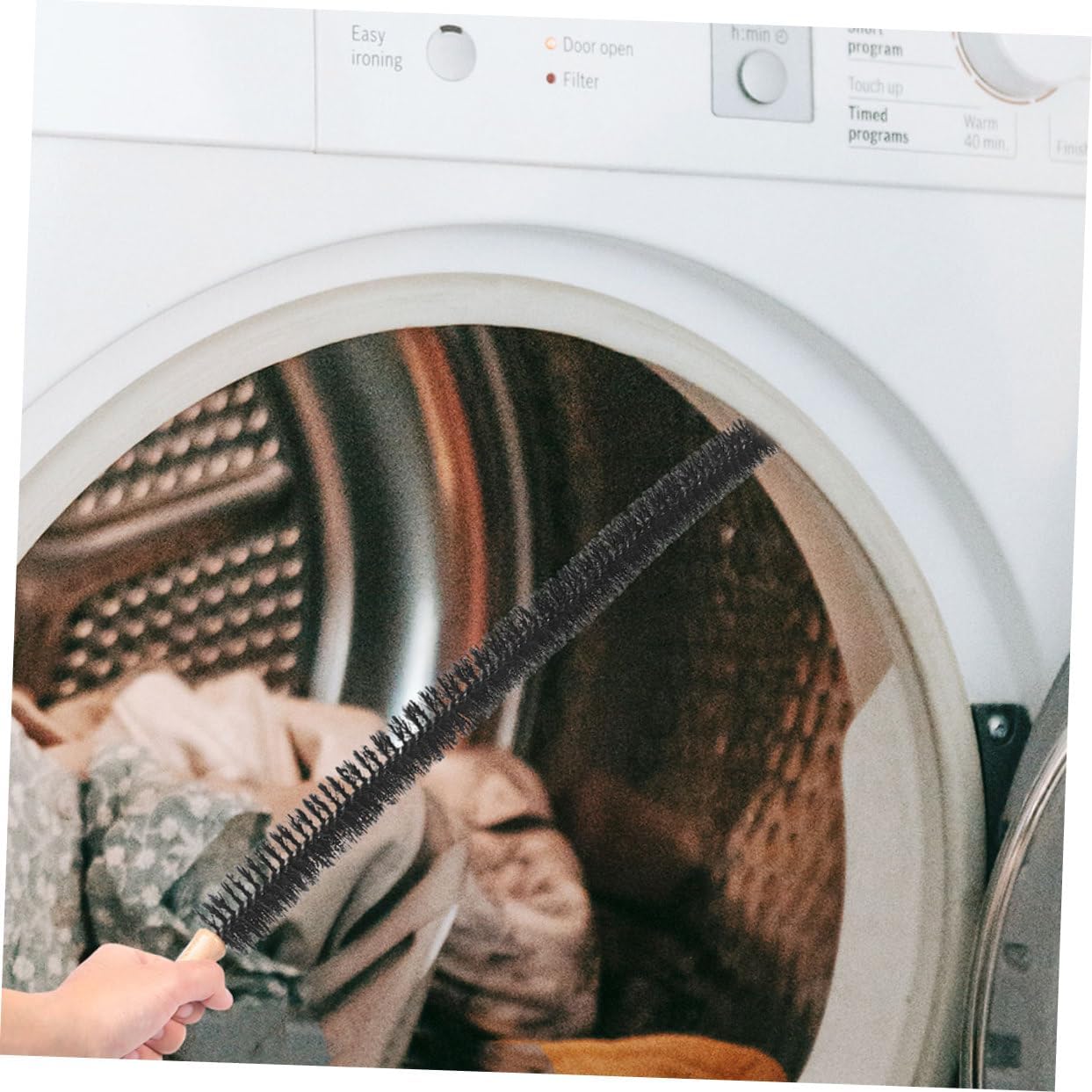 Cabilock 2pcs Multi-Purpose Cleaning Brush Washer Drum Dryer Vent Drain Brush Condenser Under Fridge Cleaning Tool