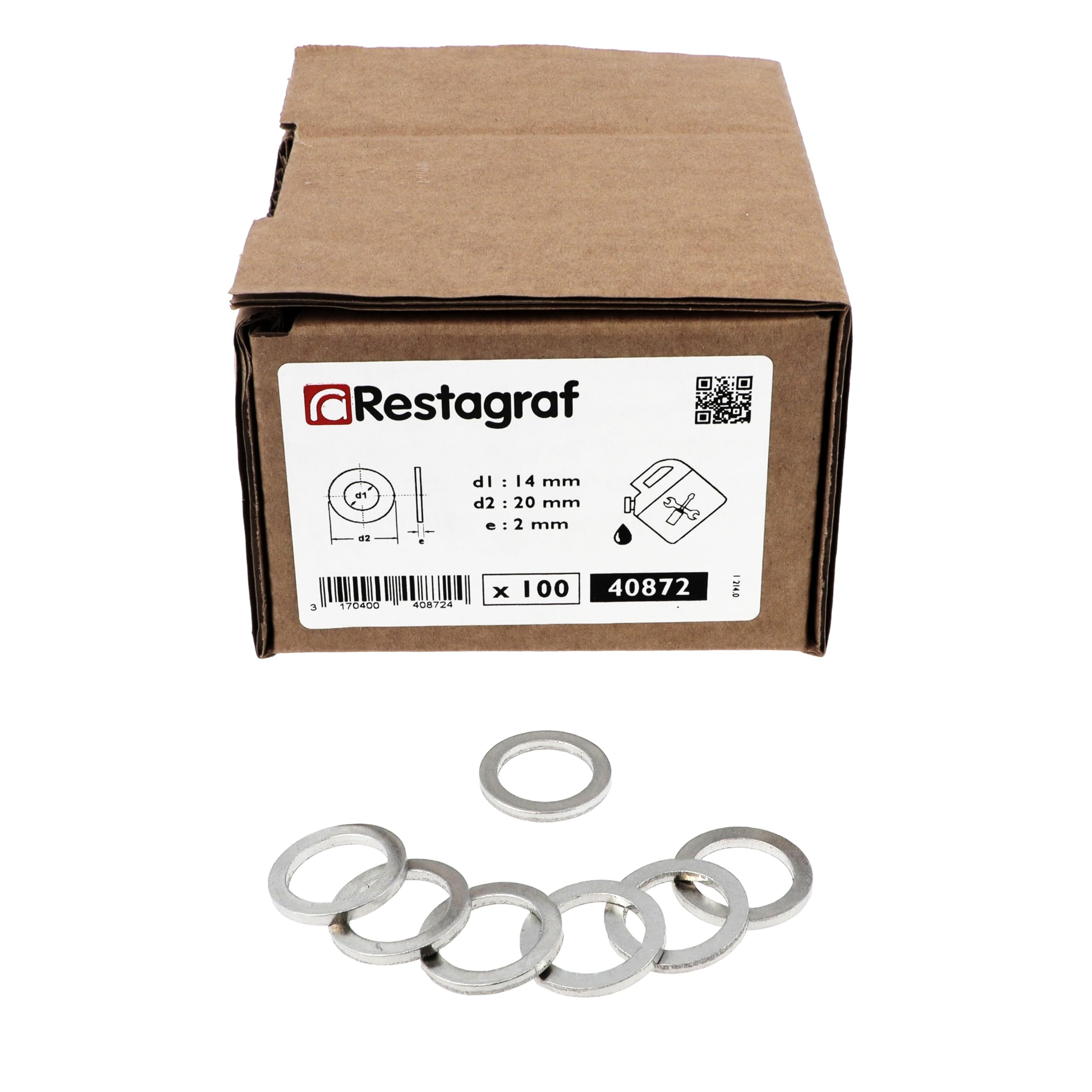 Restagraf Joint De Bouchon De Vidange 14x19x2,2 Mm - Acier - Lot De 10 - Compatible Chevrolet Chrysler Etc.