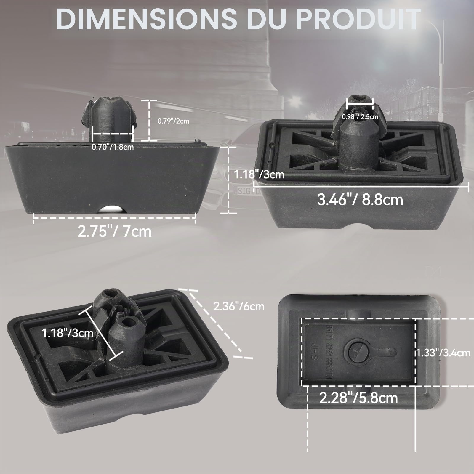 4 pièces de support de cric avant et arrière, cric rectangulaire en plastique, coussin de cric sous support de véhicule 51718268885 pour BMW E36 E46 E63 E64 E65 (4 pièces)