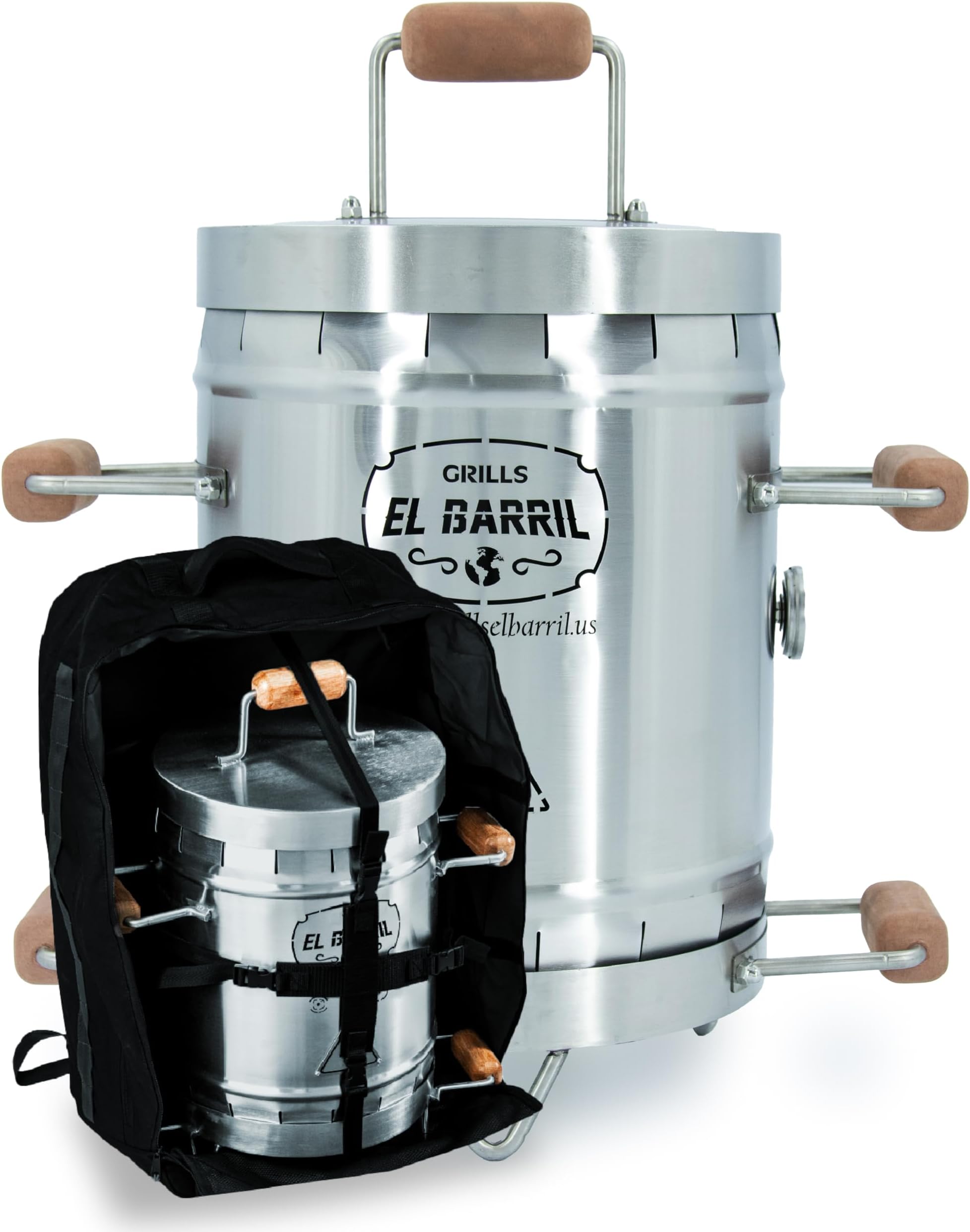 EL BARRIL 60 LBS Premium Combo Stainless Steel Barrel Charcoal Vertical Grill