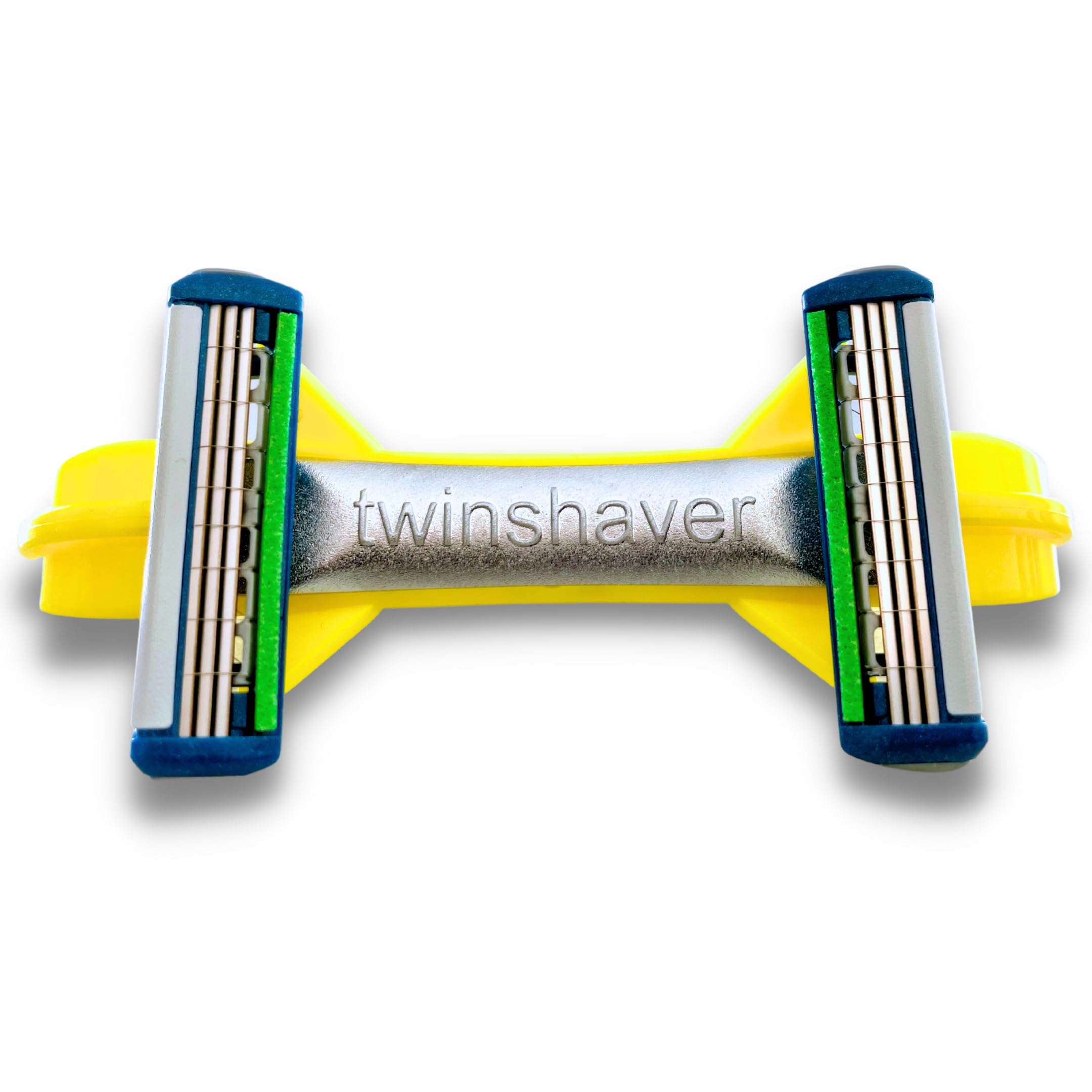 twinshaver maquinilla de afeitar calva + 4 hojas de afeitar, protección contra cortes y 80% de ahorro de tiempo, para el cuerpo y la cabeza, maquinilla de afeitar en húmedo de 0mm (amarillo)