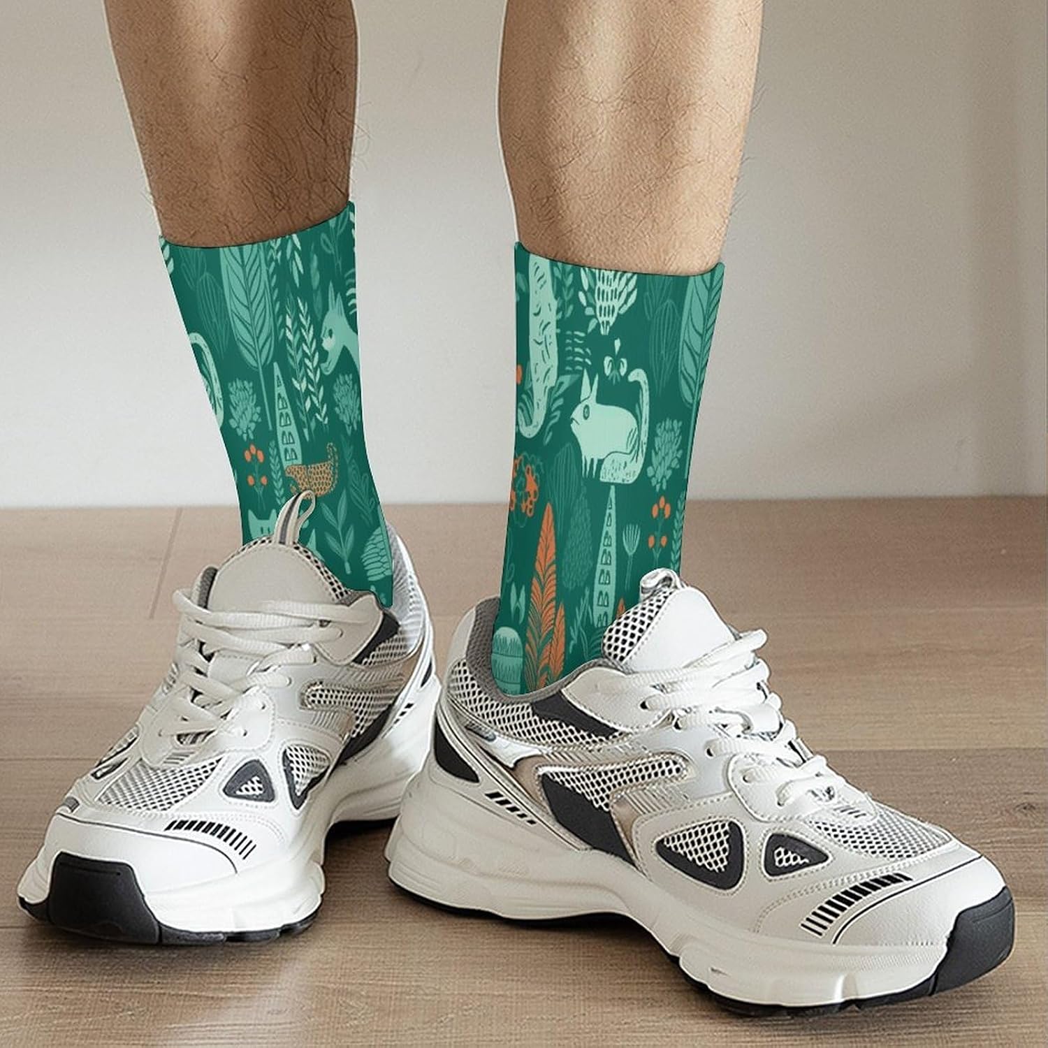 Green Animals Crew Sock High Stocking Grippy Socks | Socks for Men & Women,Stockings-Long Thin Tube Sports, Breathable Soft Athletic for Nurses,Travel