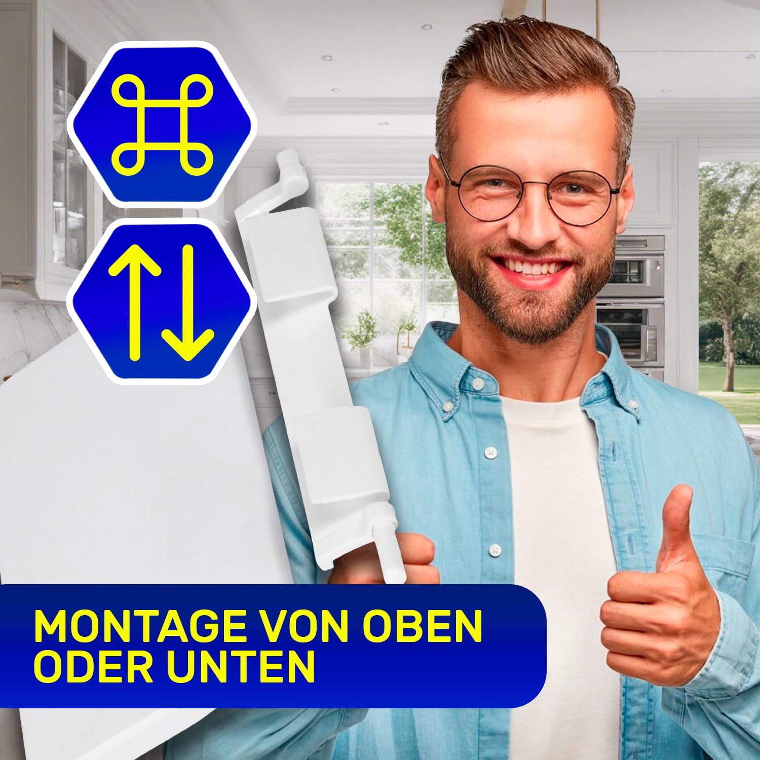 MONTERAL Griff für Gefrierschrank im Kühlschränke 100 x 65 x 14 mm und Feder mit Originalcode 9590224 7434194 für Liebherr - Garantie 10 Jahre