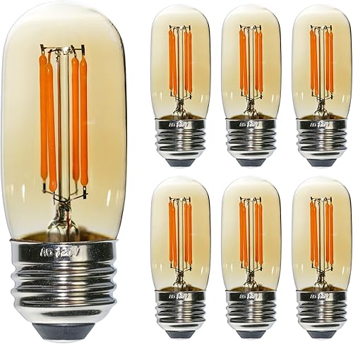 Miniatura 9 de Paquete de 6 bombillas LED tubulares regulables T32/T12 de 4 W equivalentes a 40 W de vidrio ámbar cálido E26 bombilla Edison para candelabros,