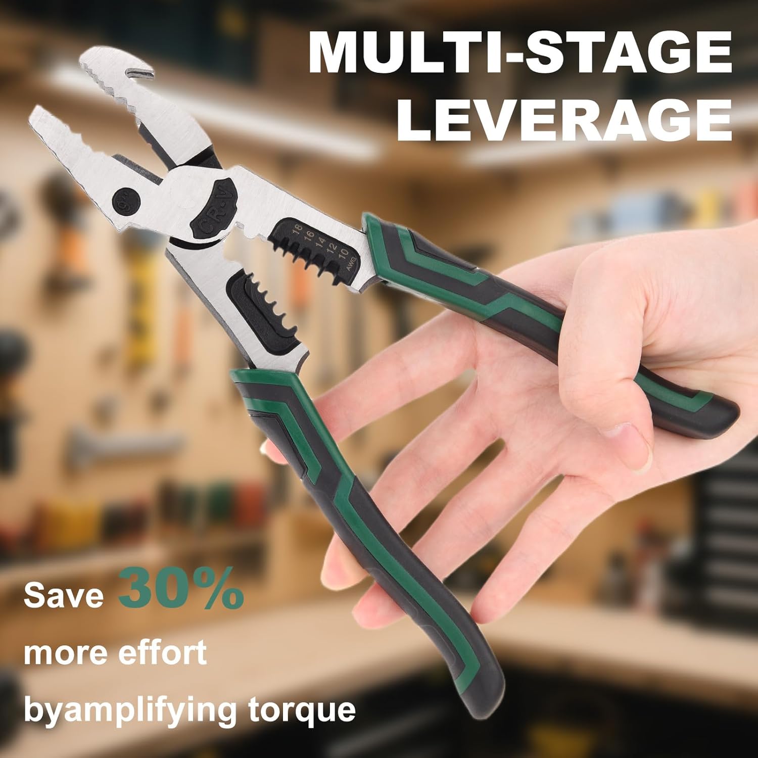Heavy Duty Lineman Pliers,7-in-1 Multi-Tool with Wire Cutter, Crimper,Stripper & Nail Puller | 9"CRV Steel Combination Pliers for Gripping, Cutting, Stripping, Hammering | Multipurpose Hand Tools