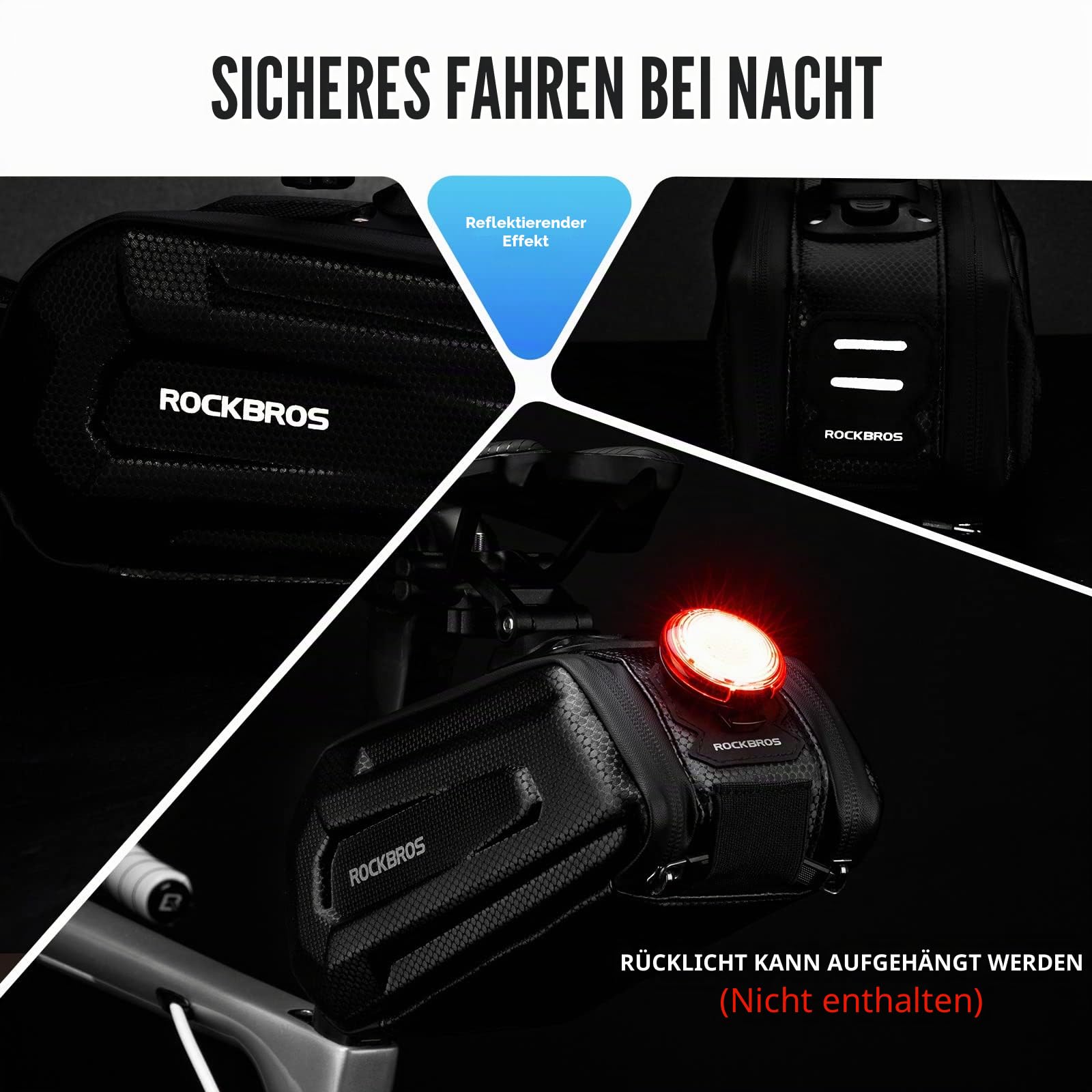 ROCKBROS Fahrrad Satteltasche Fahrradtasche Wasserabweisend 3D Hard Shell Fahrradsitz Tasche mit Schnellverschluss für MTB Rennrad 1,8L