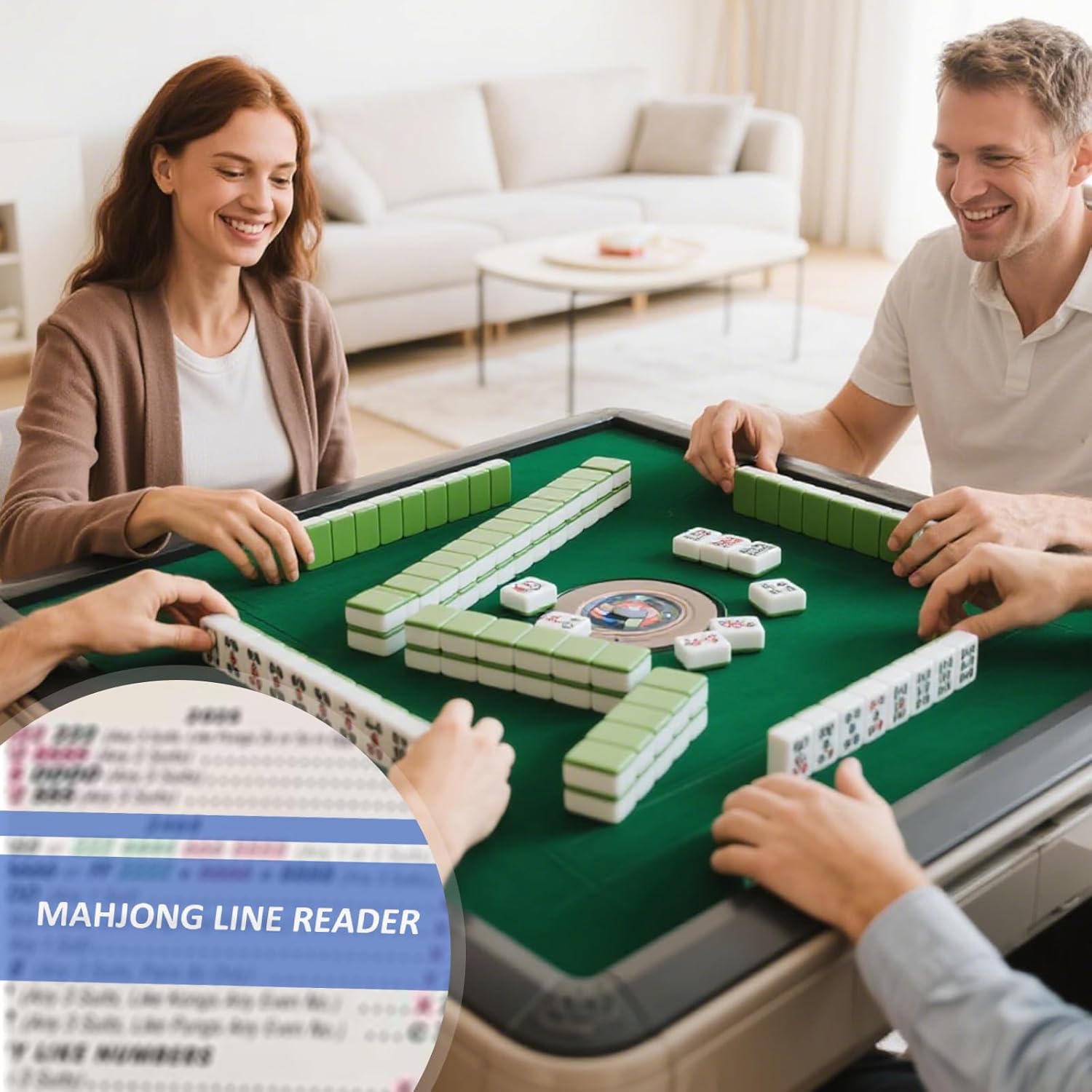 Mahjong Card Line Finder for Both Beginners and High Level Players, Reusable Mahjong Card Line Reader with Protective Film Suitable for Mahjong Book, Accessories and Gifts (4 Pcs Blue)