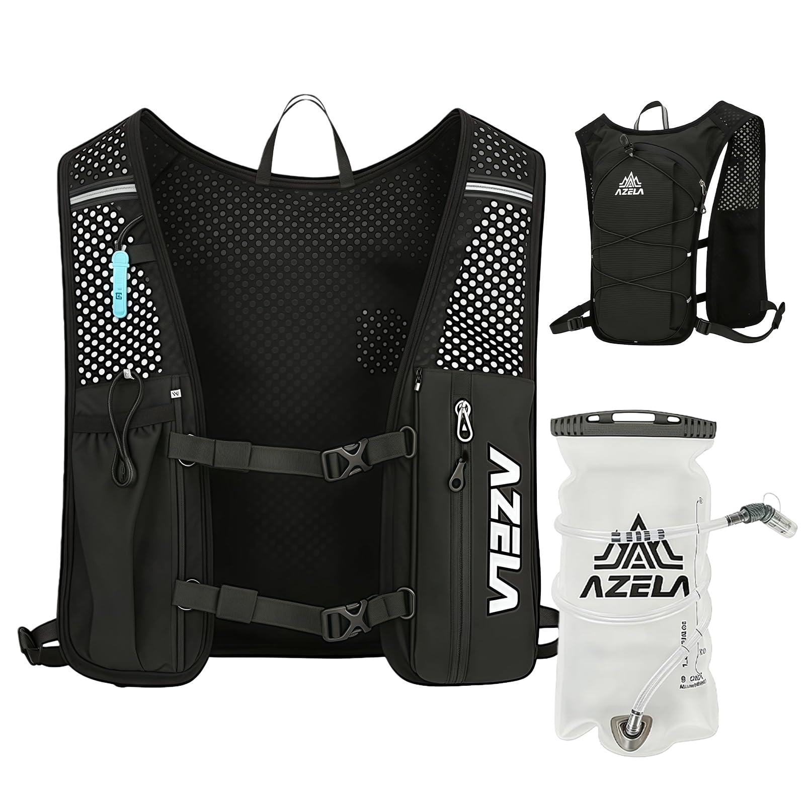 Gilet d'hydratation de course à pied, gilet de course avec poche d'eau de 2 L, sac d'hydratation léger pour randonnée, sentier, course à pied, cyclisme, course, marathon pour homme et femme